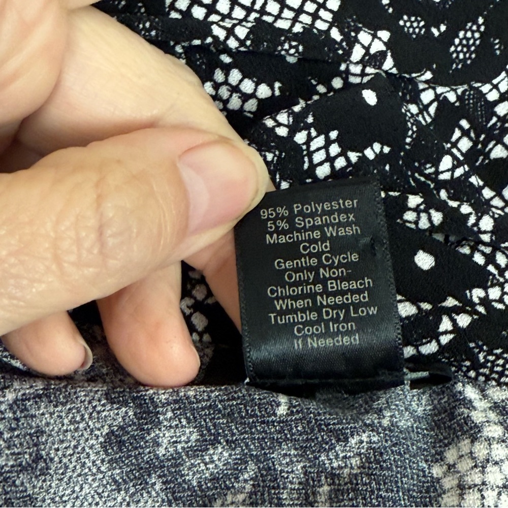 Ann Taylor Black White Lace Print Cowl Neck Blouse Medium | Work Office Top - Picture 6 of 7